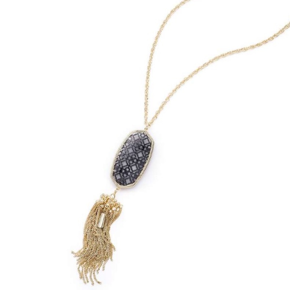 🆕 Kendra Scott Rayne Gold Black Filigree Necklace